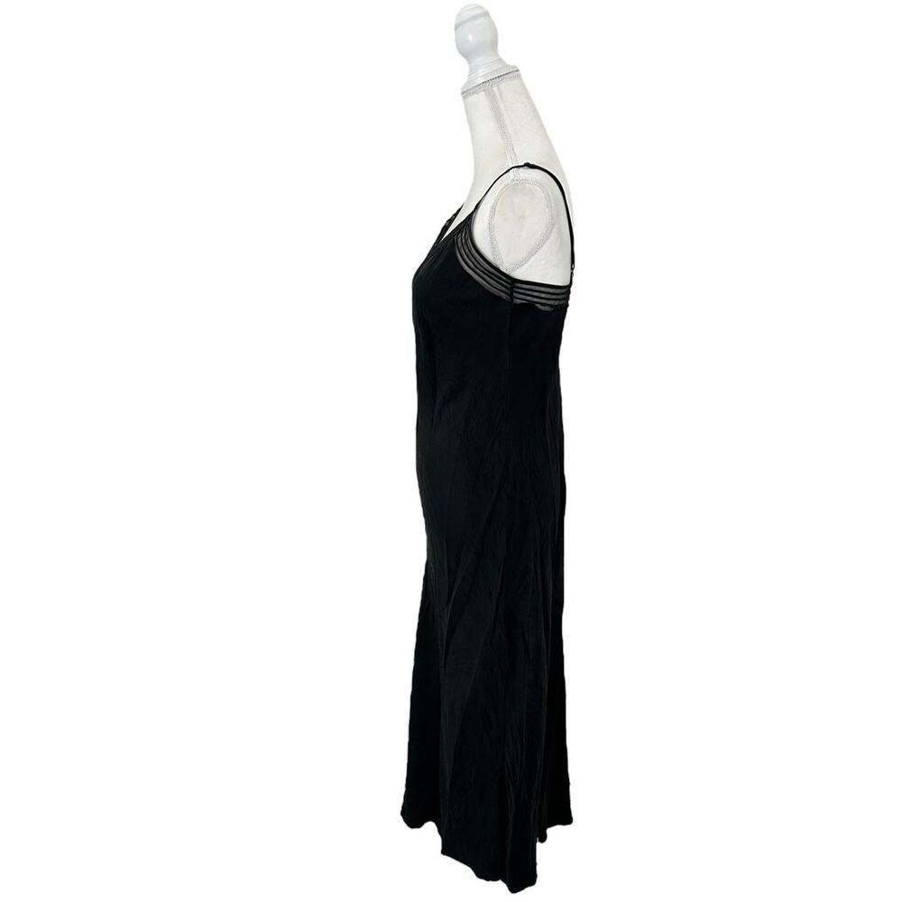 Victorias Secret Vintage Y2K Silk Black Maxi Mesh Neckline Dress Size Medium - Picture 6 of 11